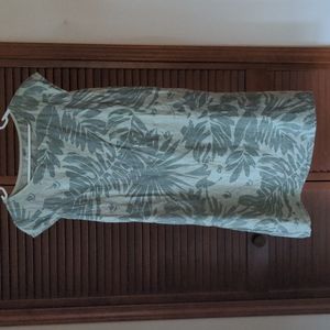 Linen shift dress, M, garden green